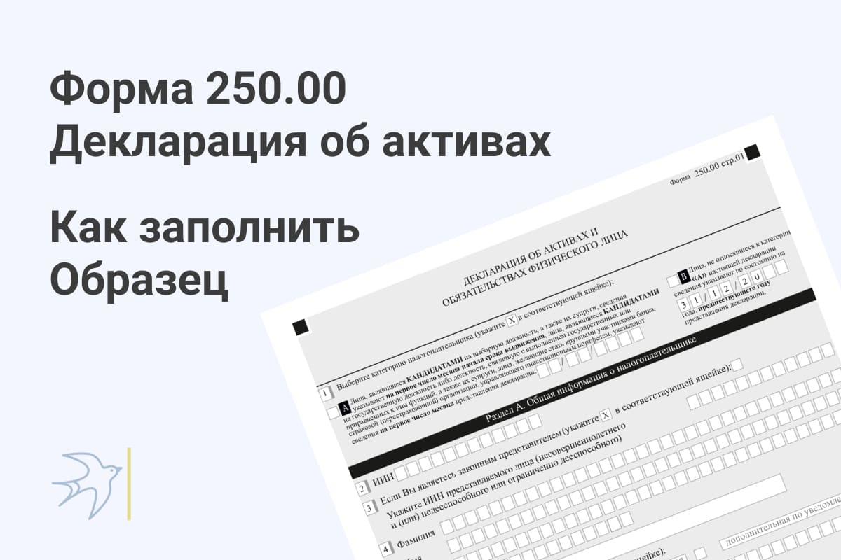 Форма 250 декларация об активах